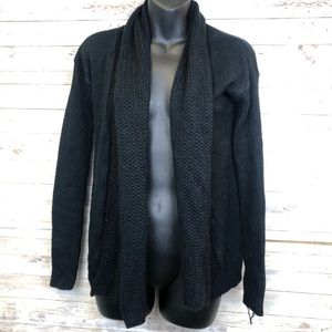 🍀4/$10 Poof Black Rib Knit Open Front Cardigan